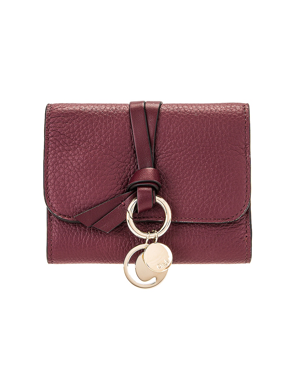 Image 1 of Chloe Alphabet Compact Wallet in Burgundy