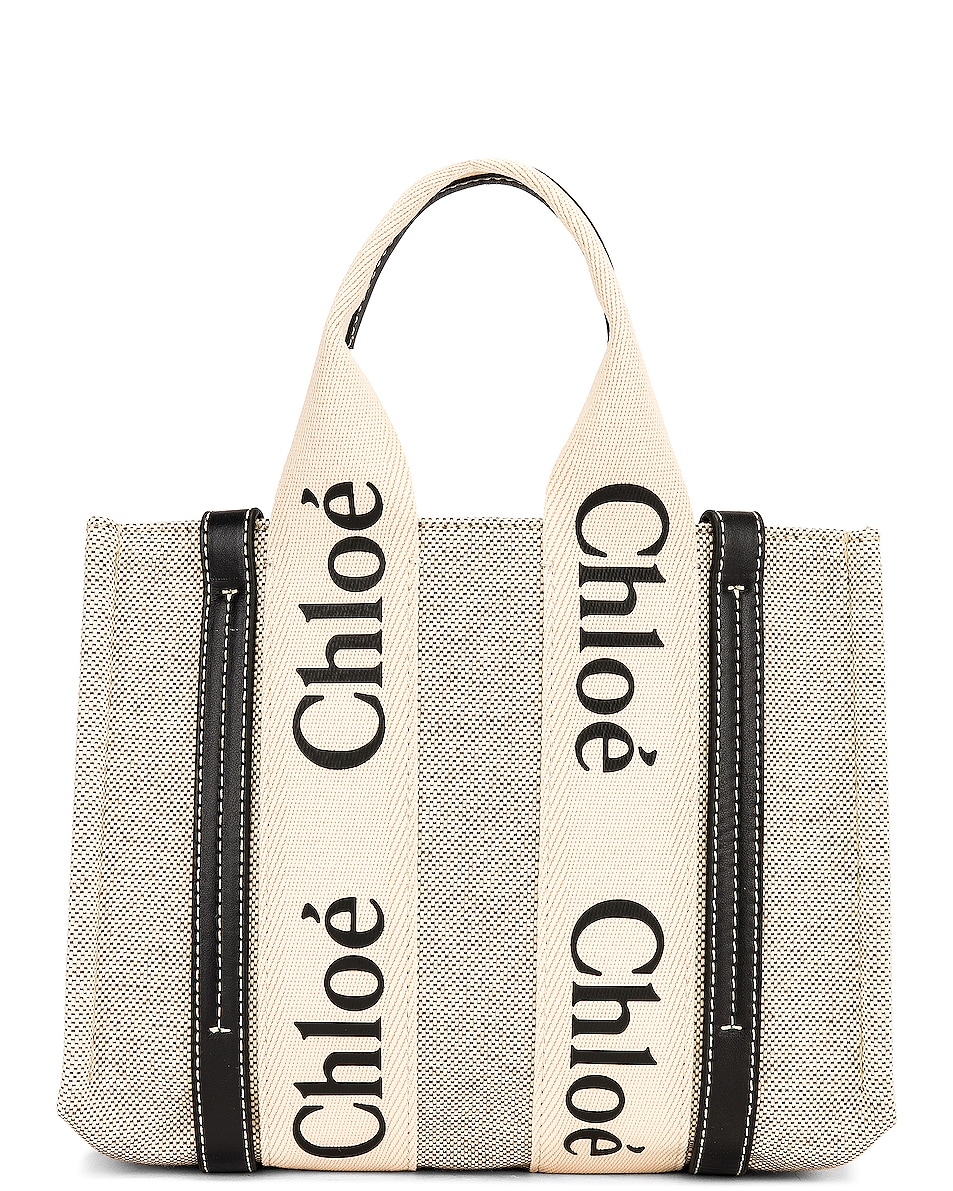 Image 1 of Chloe Small Woody Tote in White & Blue