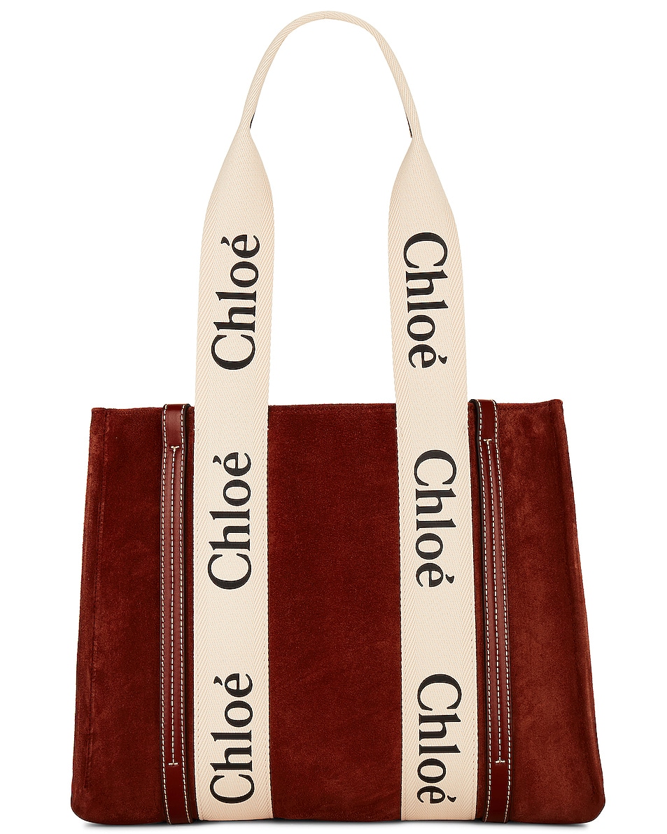 Image 1 of Chloe Medium Woody Tote Bag in Sepia Brown