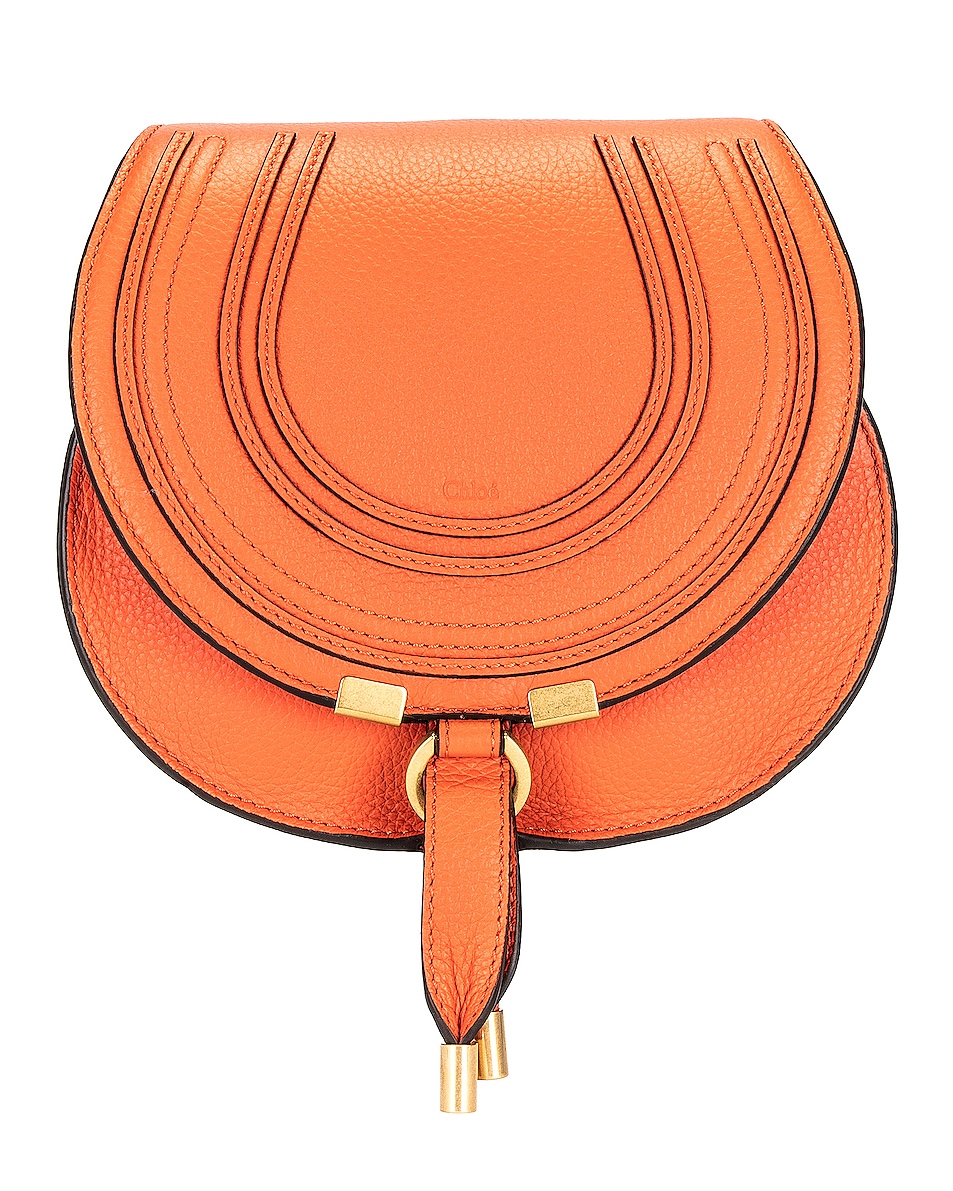 Image 1 of Chloe Mini Marcie Saddle Bag in Rusted Orange