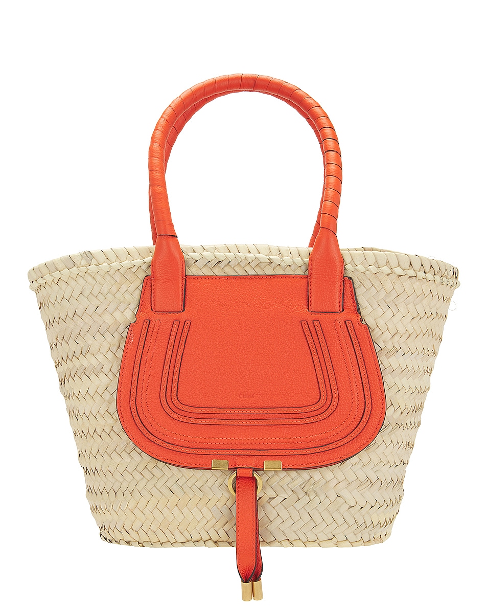 Image 1 of Chloe Marcie Basket Tote Bag in Rusted Orange