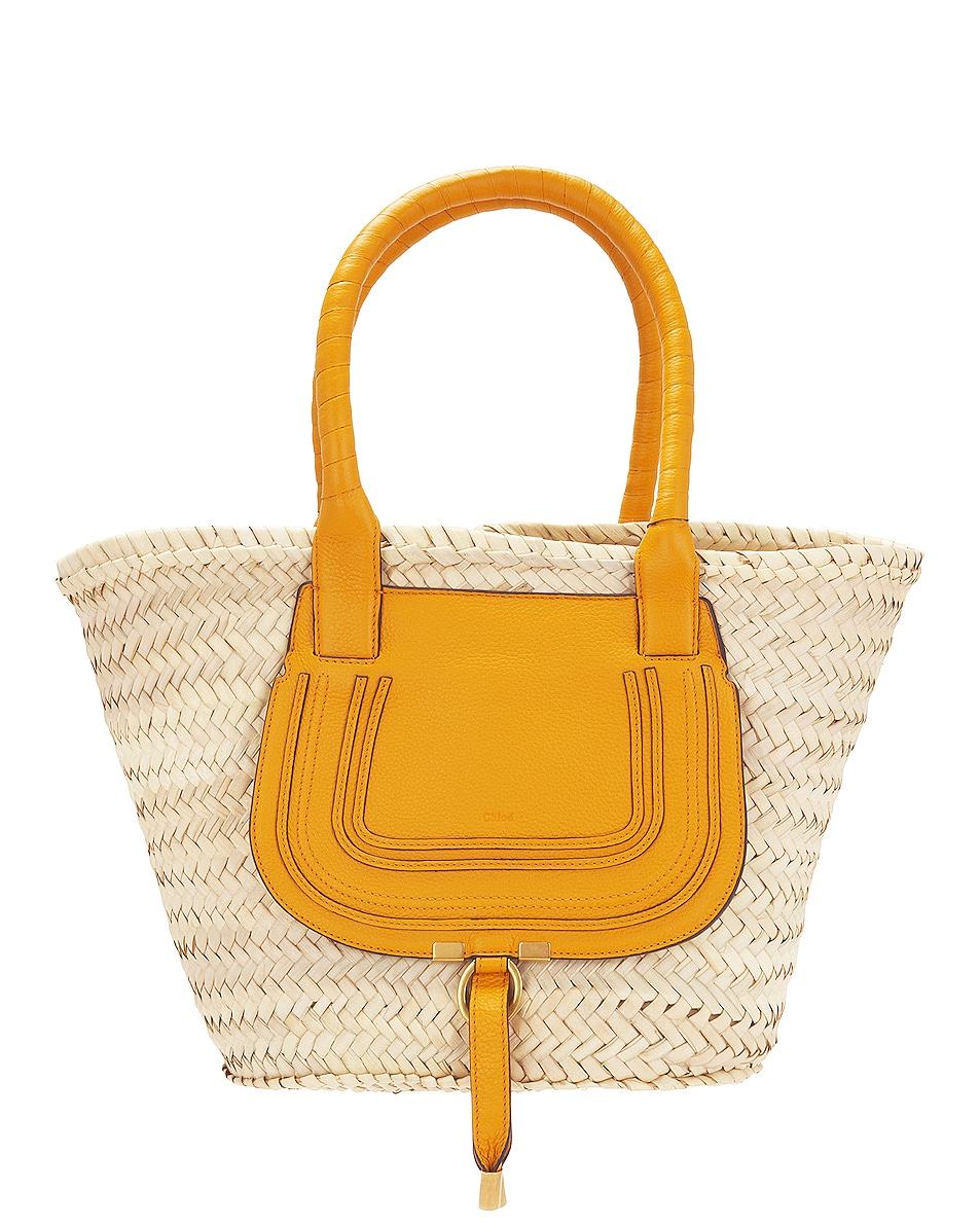 Image 1 of Chloe Marcie Basket Tote Bag in Sunflower Yellow