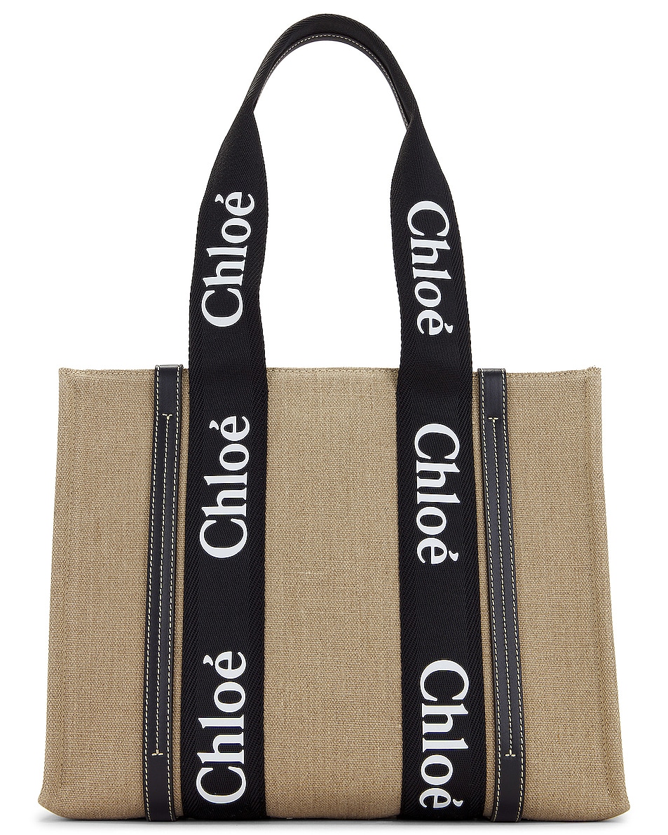 Image 1 of Chloe Medium Woody Tote Bag in Black & Blue