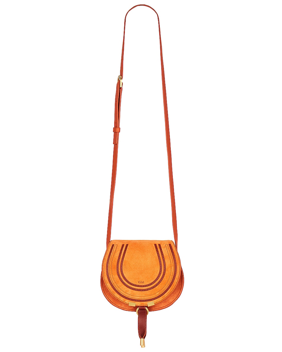 Image 1 of Chloe Mini Marcie Saddle Bag in Henna Orange