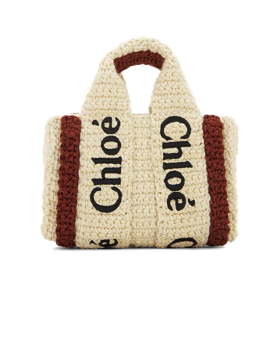 Image 1 of Chloe Woody Mini Tote Bag in Brown & Beige