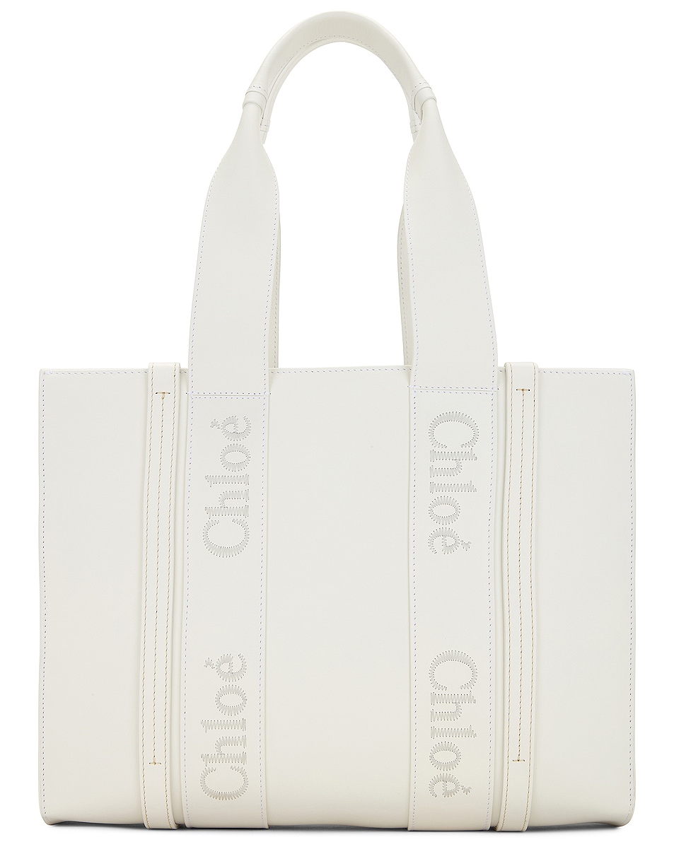 Image 1 of Chloe Woody Tote Bag in White
