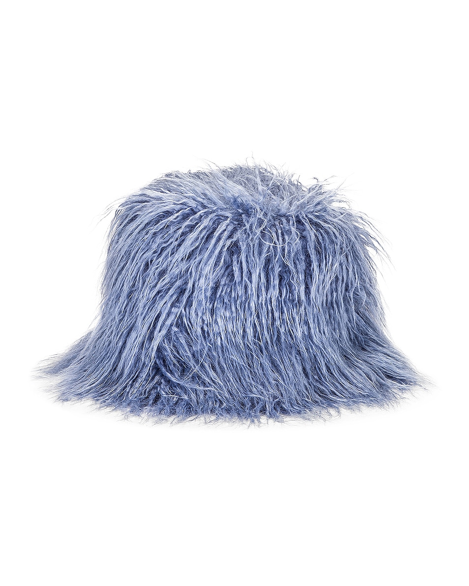 Image 1 of Clyde Faux Fur Bucket Hat in Blue Yak