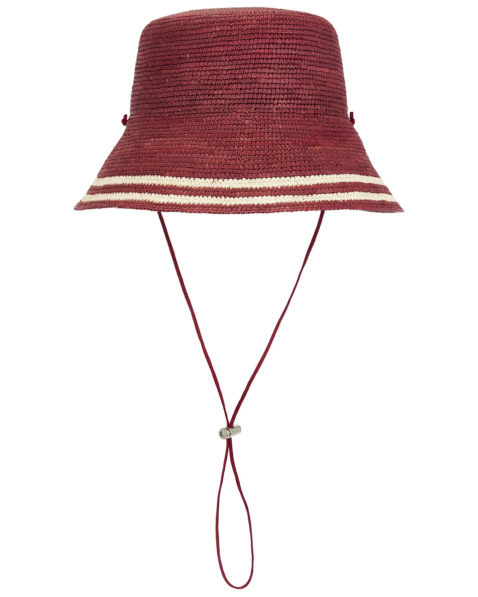 Image 1 of Clyde Aries Hat in Burgundy & White Stripes