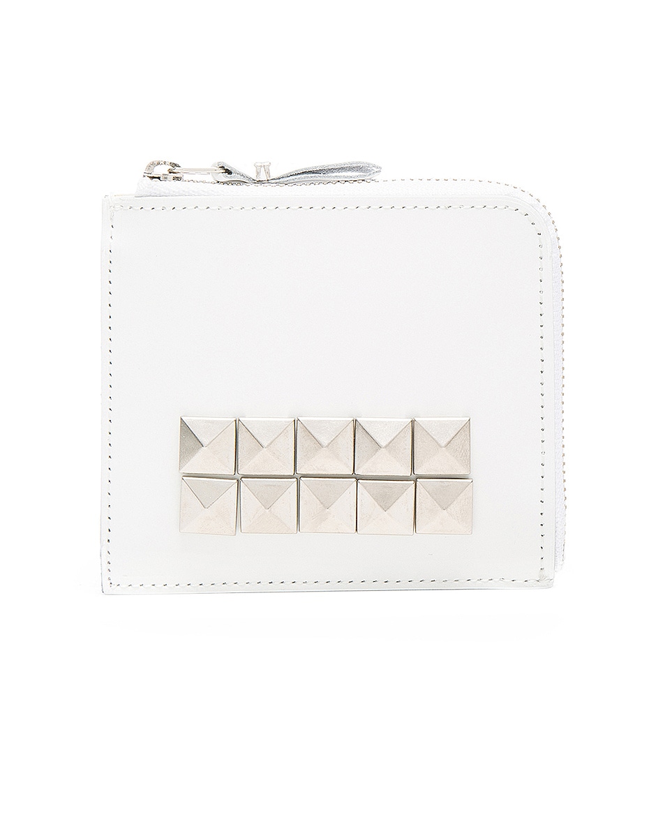 Image 1 of COMME des GARCONS Studded Leather Zip Wallet in White