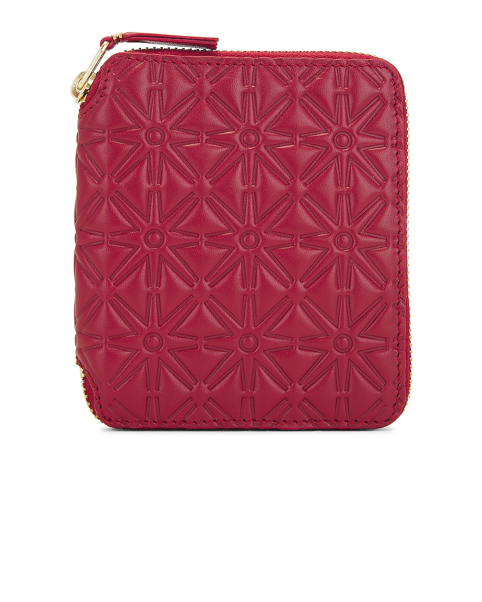 Image 1 of COMME des GARCONS Embossed Leather Zip Wallet in Red