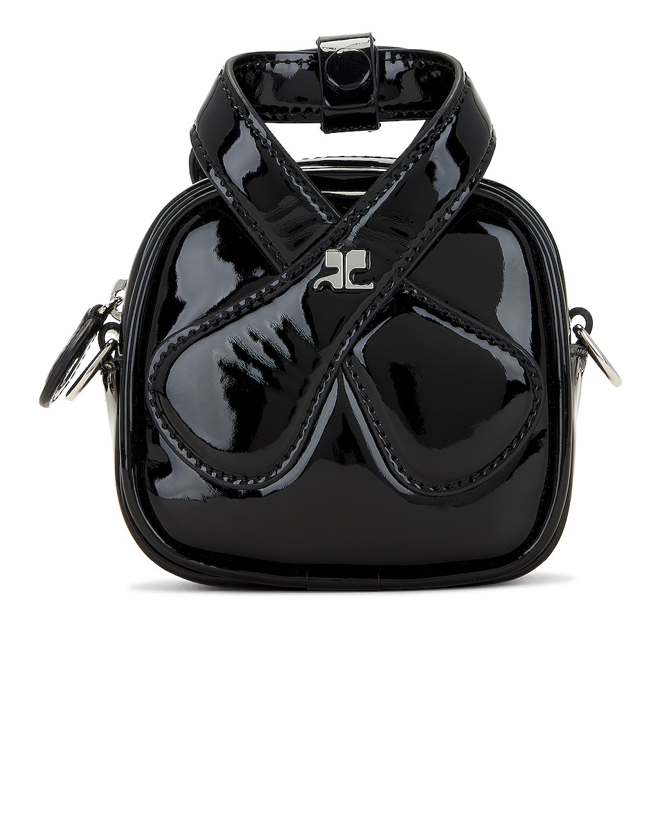 Image 1 of Courreges Mini Loop Varnished Bag in Black