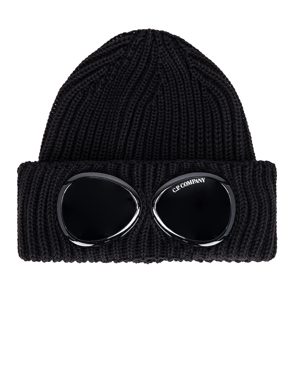 Image 1 of C.P. Company Goggle Beanie in Black