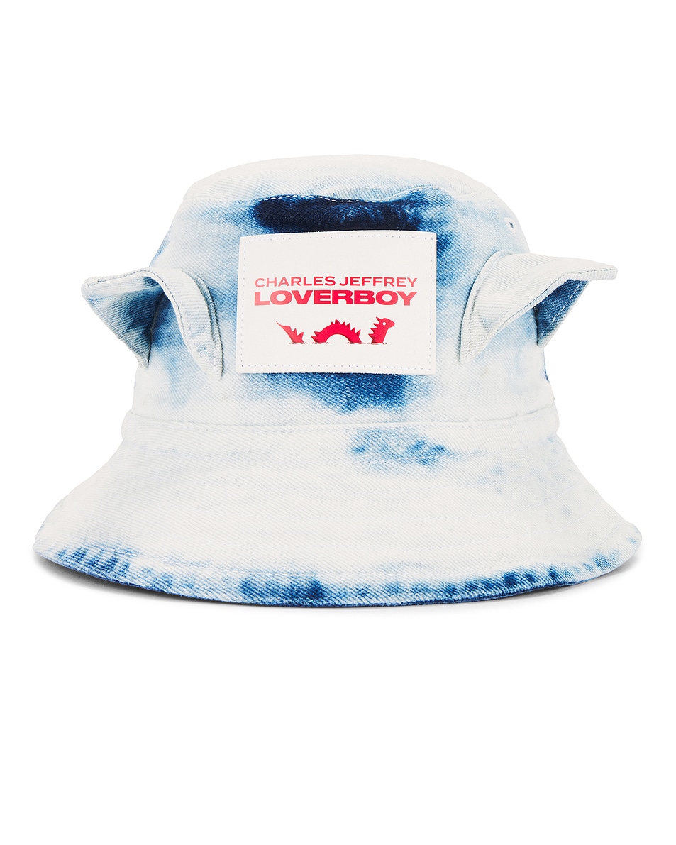 Image 1 of Charles Jeffrey LOVERBOY Ears Bucket Hat in White Bleach