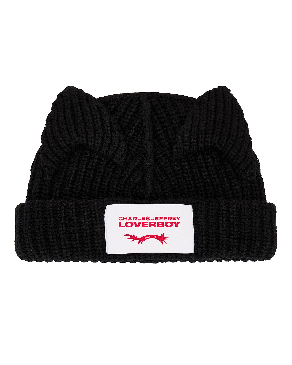 Image 1 of Charles Jeffrey LOVERBOY Chunky Ears Beanie in Black