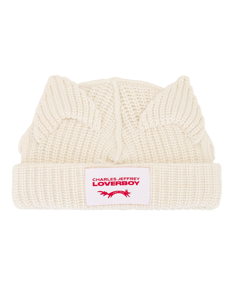 Image 1 of Charles Jeffrey LOVERBOY Chunky Ears Beanie in Ecru