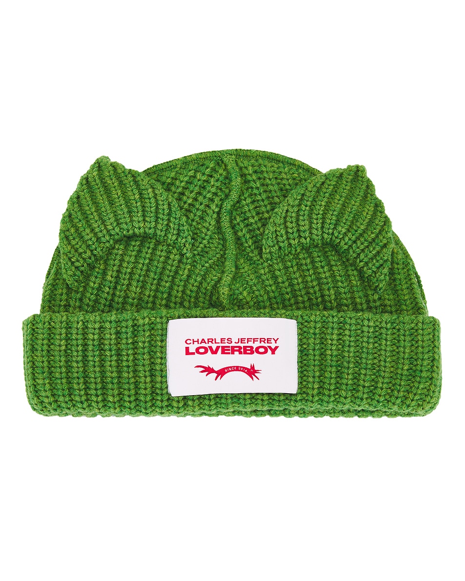 Image 1 of Charles Jeffrey LOVERBOY Chunky Ears Beanie in Green