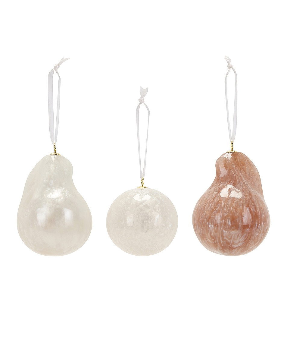 Image 1 of Completedworks Set of 3 Resin Ornaments in Pink & White