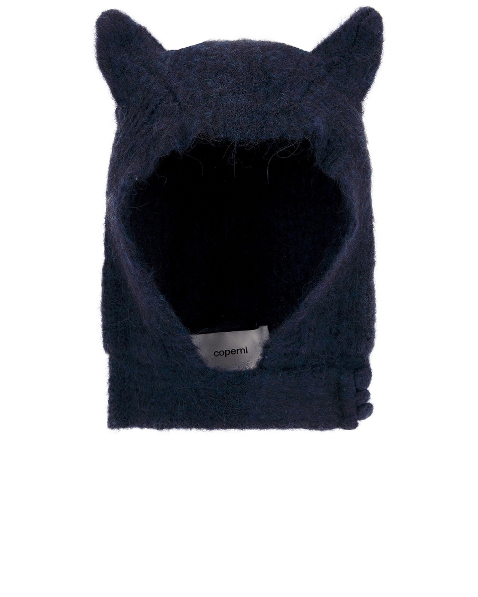 Image 1 of Coperni Knitted Horn Beanie in Blue