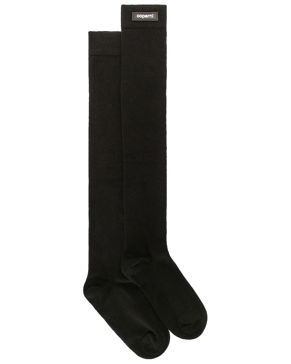 Image 1 of Coperni Over the Knee Logo Socks in Black