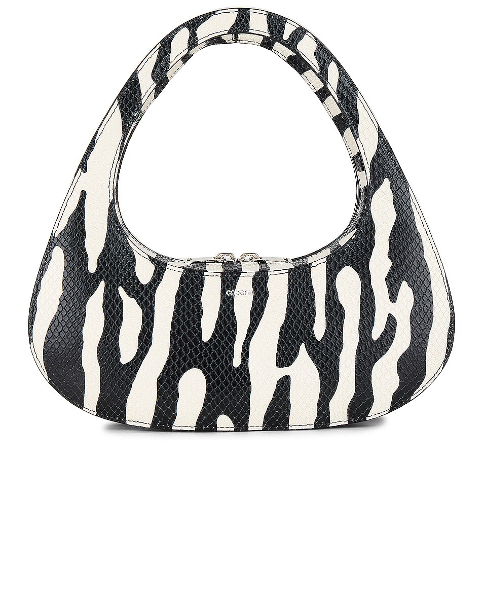 Image 1 of Coperni Zebra Print Baguette Swipe Bag in White & Black