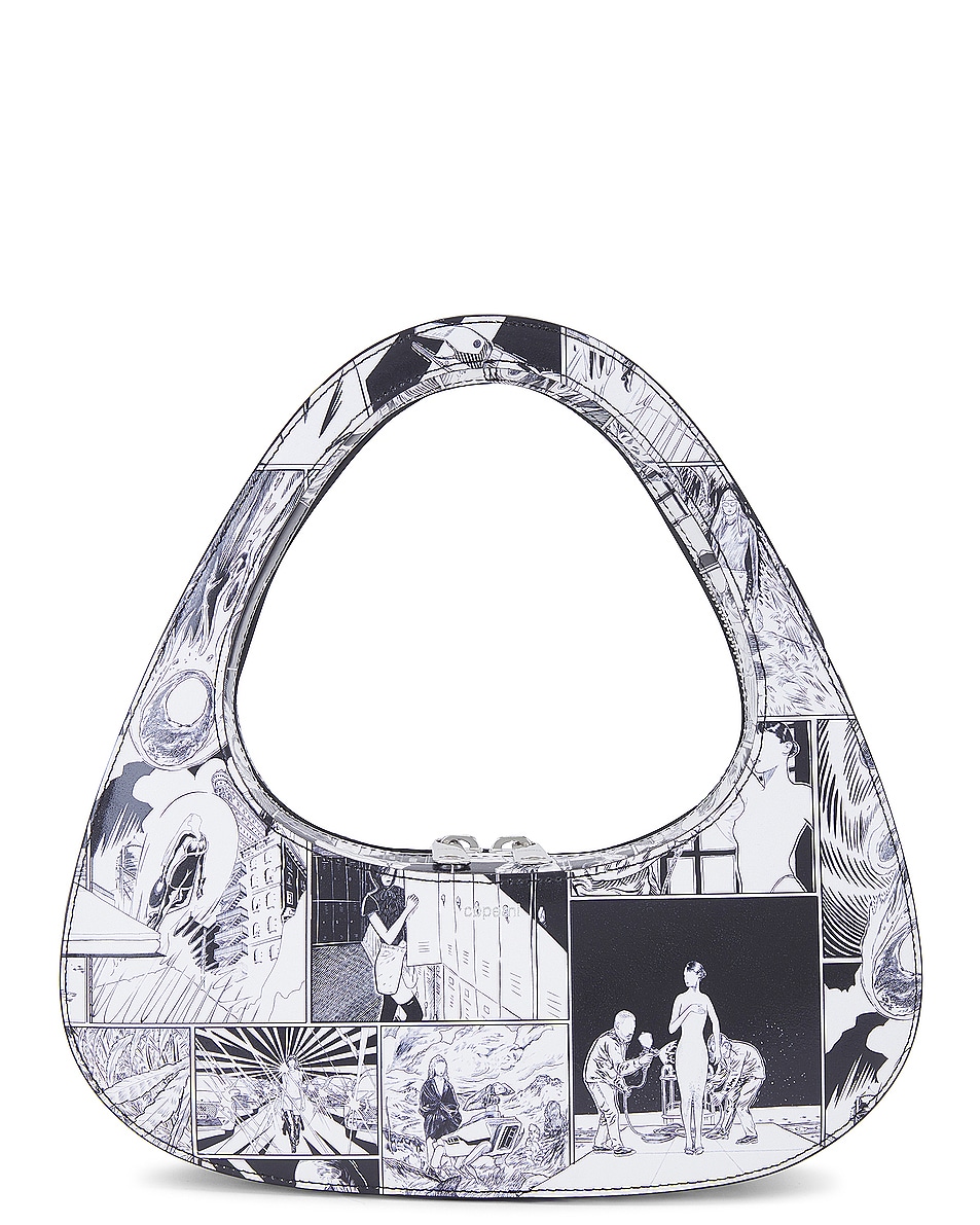 Image 1 of Coperni Comic Print Baguette Swipe Bag in Black & White