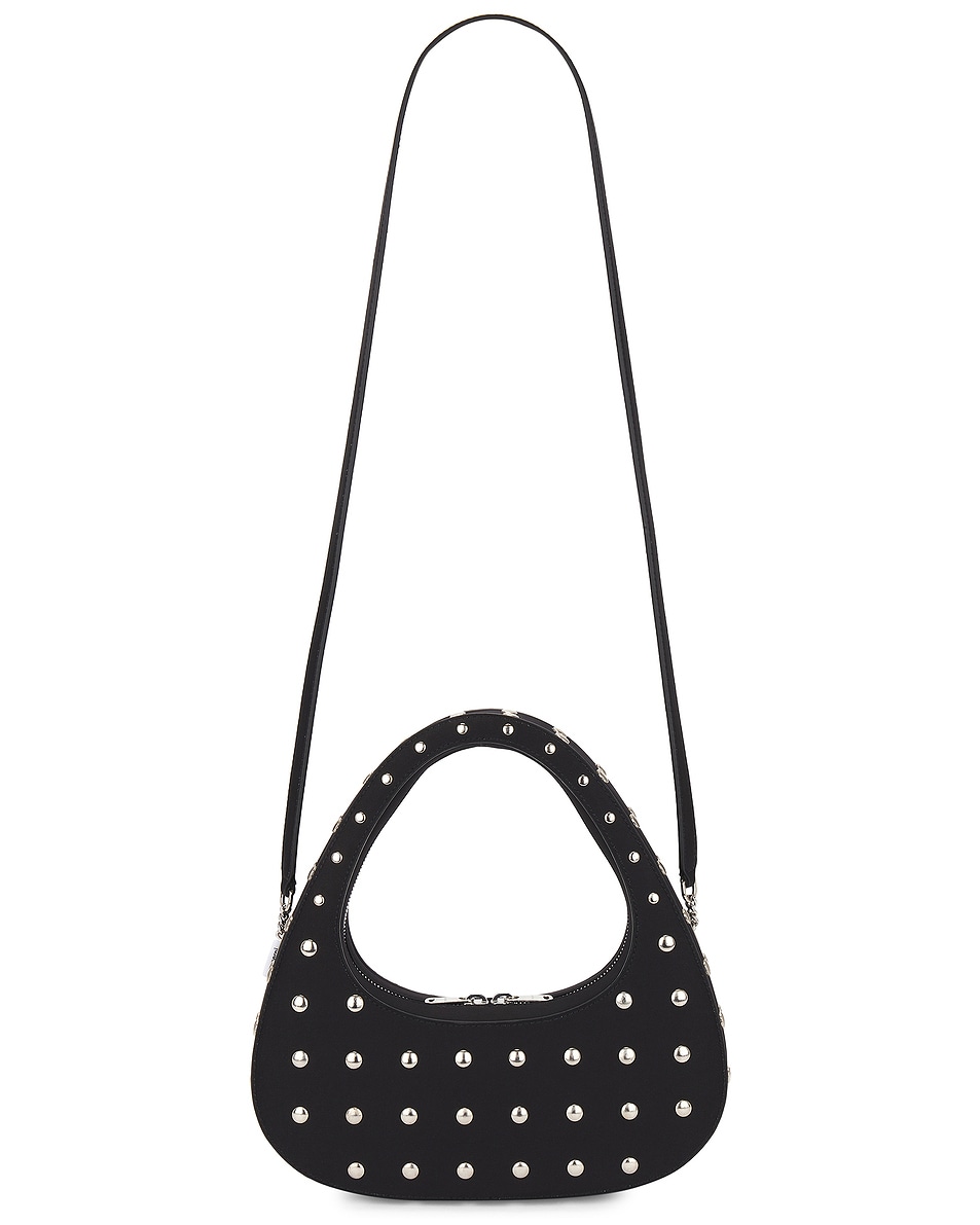 Image 1 of Coperni Studded Crossbody Baguette Swipe Bag in Black & Silver