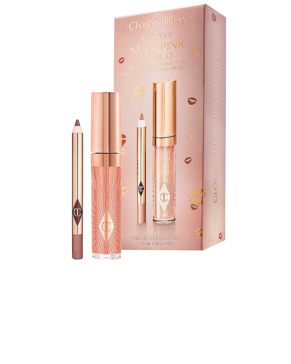 Image 1 of Charlotte Tilbury Glossy Nude Pink Lip Duo in 