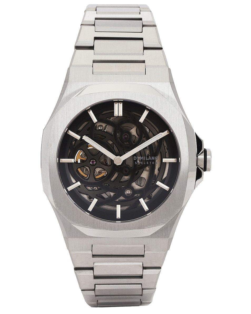 Image 1 of D1 Milano Mechanical Skeleton 41.5mm Watch in Silver