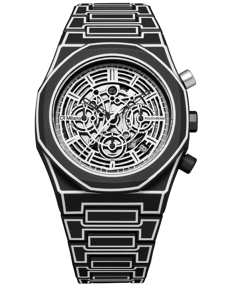 Image 1 of D1 Milano Polycarbonate 40.5mm Watch in Black Sketch