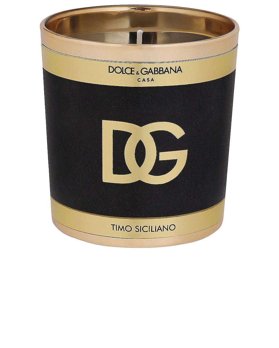 Image 1 of Dolce & Gabbana Casa Logo Sicilian Thyme Scented Candle in Black & Gold