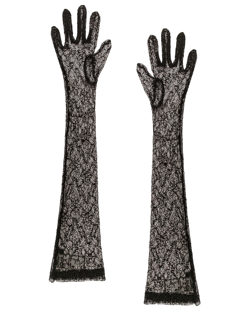 Image 1 of David Koma Plain Lace Gloves in Black