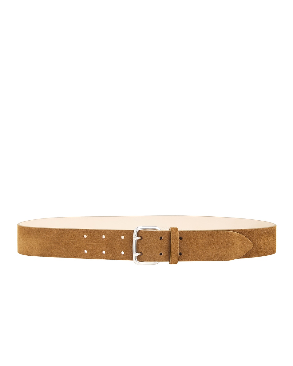 Image 1 of DEHANCHE Hutch Suede Belt in Tobacco & Silver