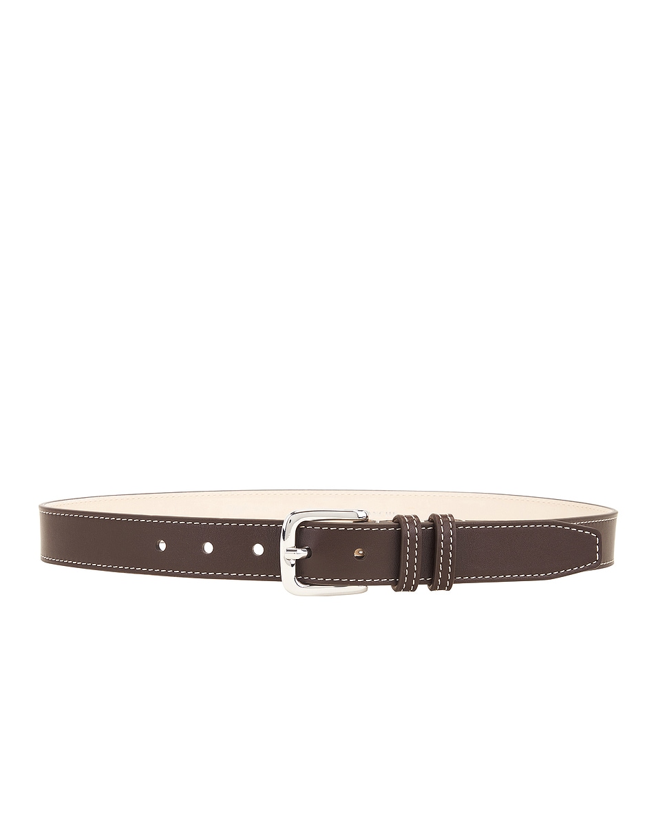 Image 1 of DEHANCHE Louison Belt in Tobacco, Ivory Stitch, & Silver