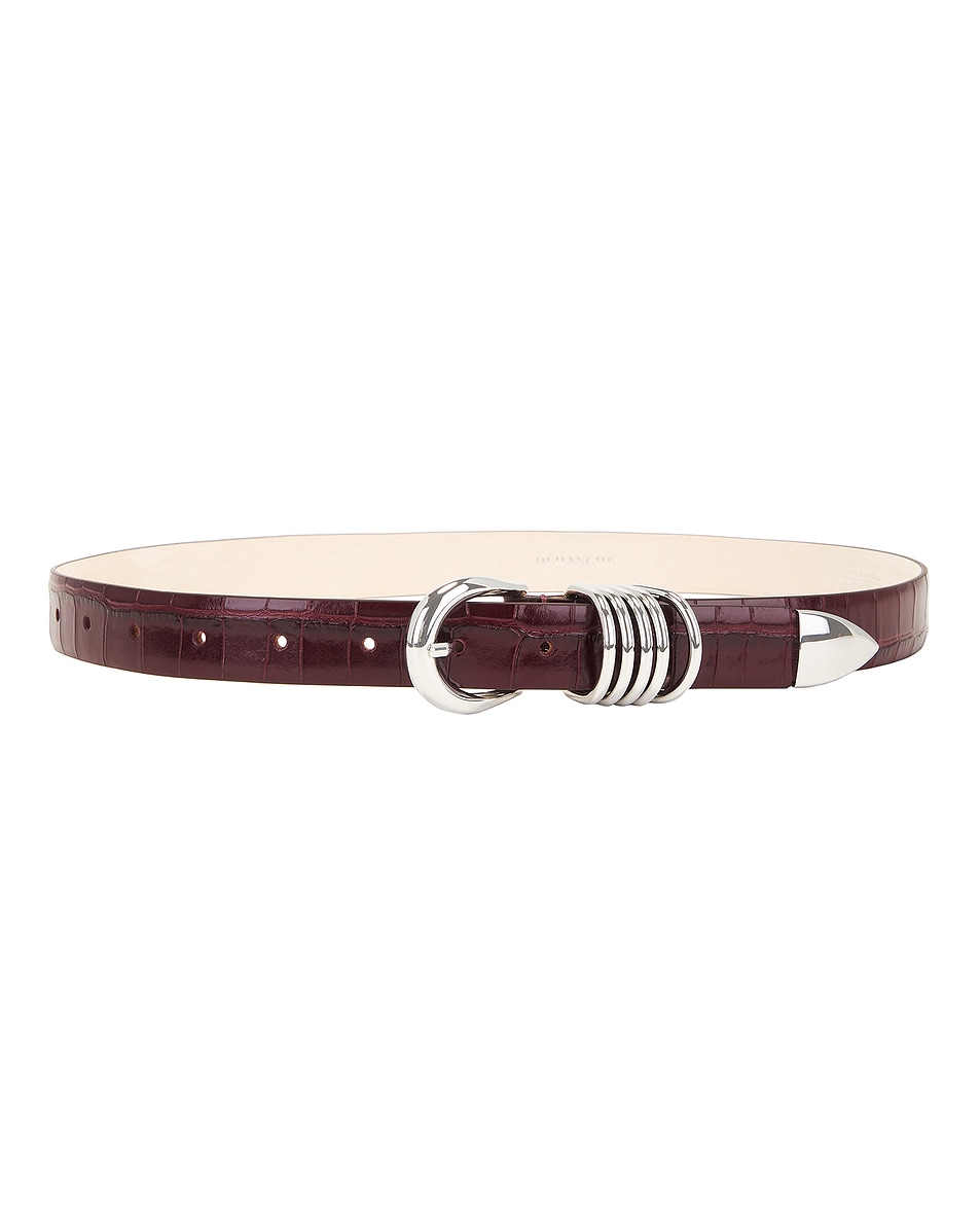 Image 1 of DEHANCHE Hollyhock Croco Belt in Bordeaux Croco & Silver