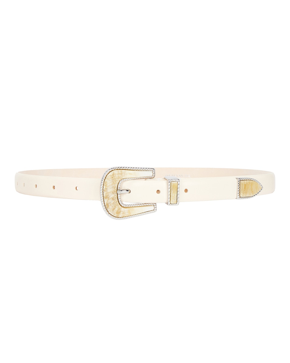 Image 1 of DEHANCHE Travertine Belt in Ivory, Etched Marble, & Silver