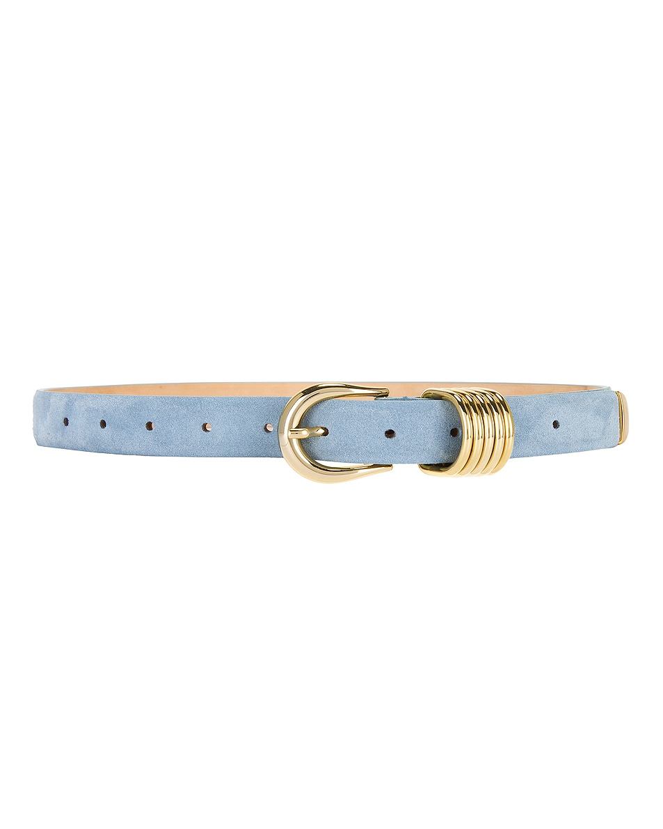 Image 1 of DEHANCHE Hollyhock Suede Belt in Powder Blue & Gold