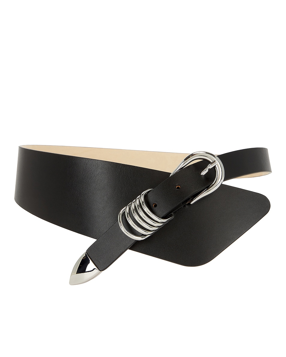 Image 1 of DEHANCHE Alcott Leather Belt in Black & Silver