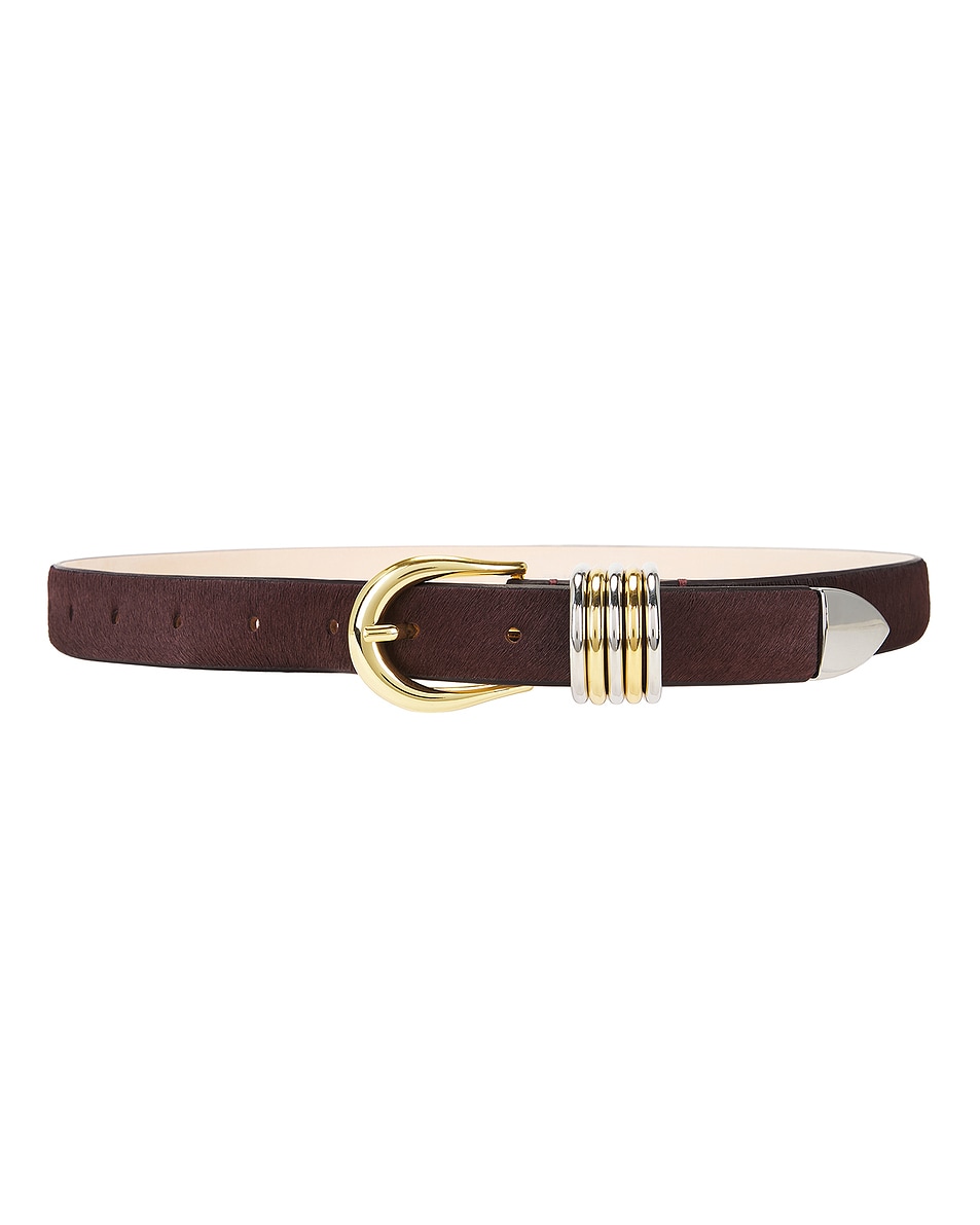 Image 1 of DEHANCHE Hollyhock Cavallino Belt in Chocolate Cavallino & Mixed Metal