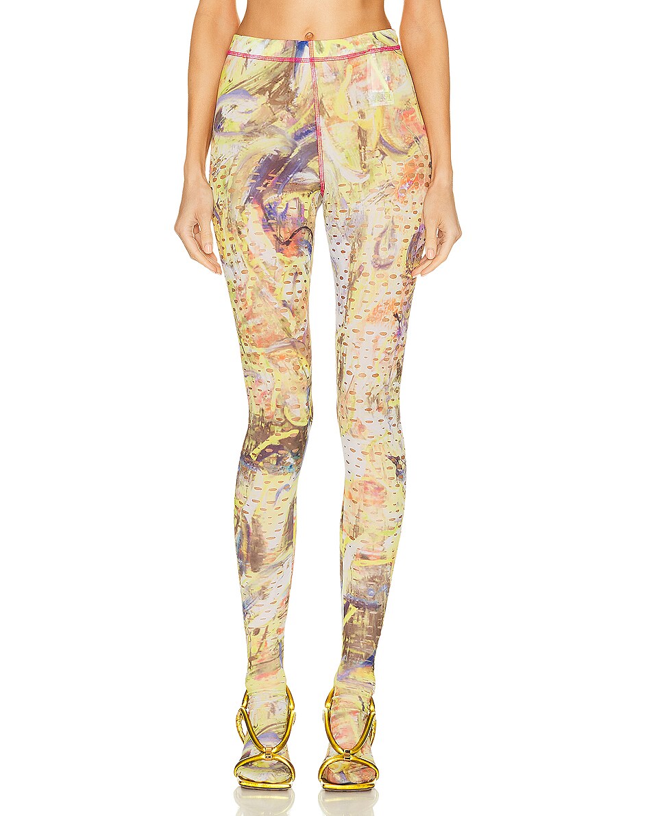 Image 1 of Diesel Printed High Waisted Tights in Yellow Multi