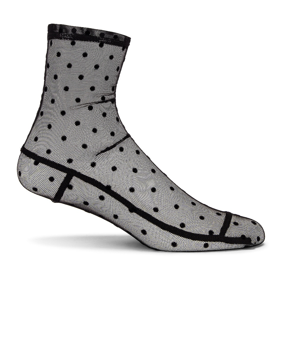 Image 1 of Darner Black Dots Mesh Socks in Black Dots