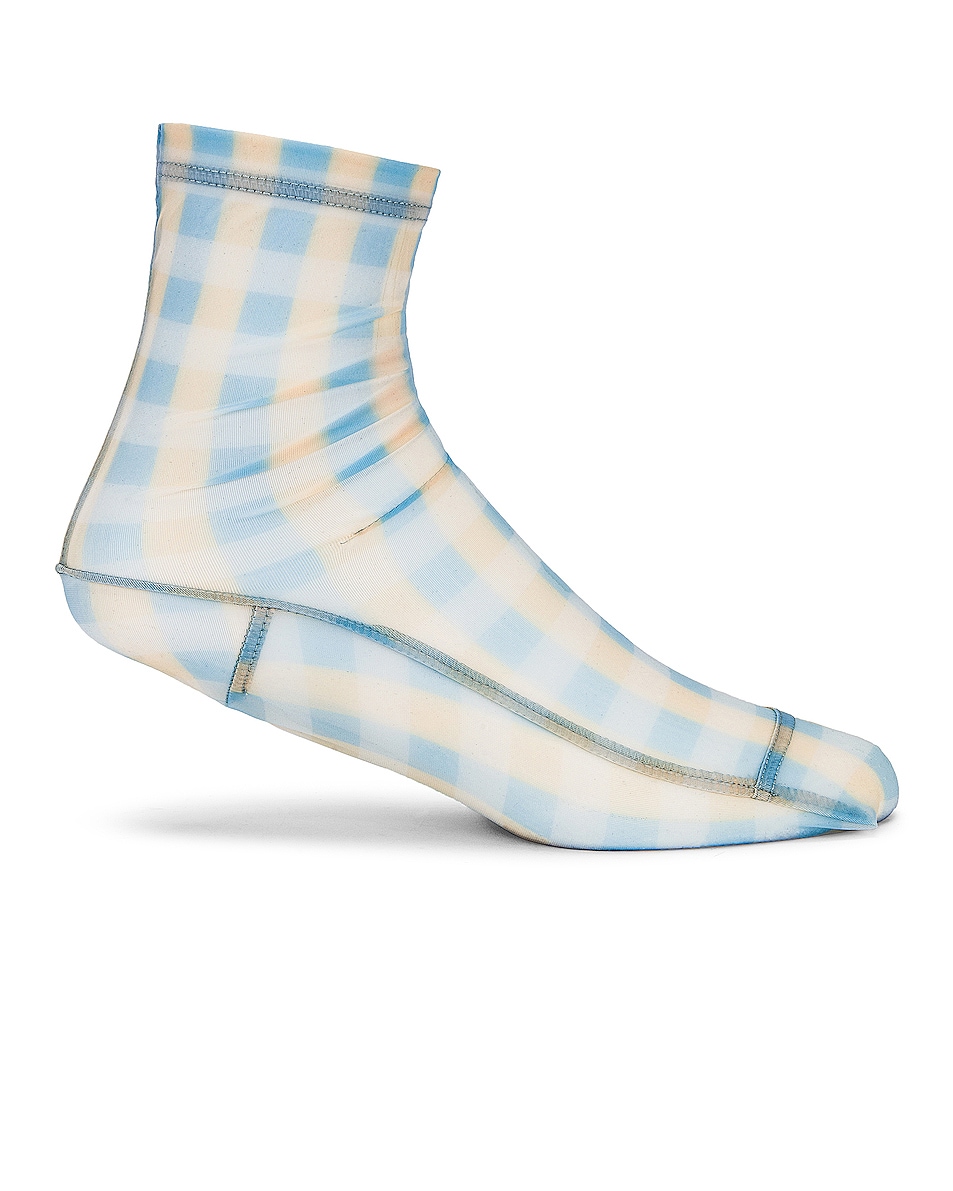 Image 1 of Darner Powder Blue Plaid Socks in Powder Blue Plaid