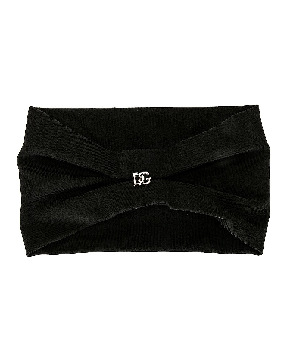 Image 1 of Dolce & Gabbana Logo Head Scarf in Black