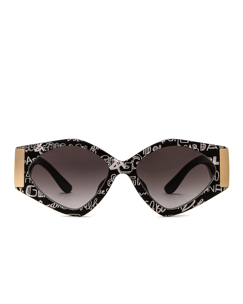 Image 1 of Dolce & Gabbana Logo Cat Eye Sunglasses in Black