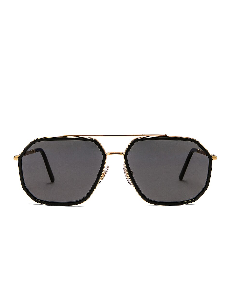 Image 1 of Dolce & Gabbana Metal Shield Sunglasses in Black & Gold