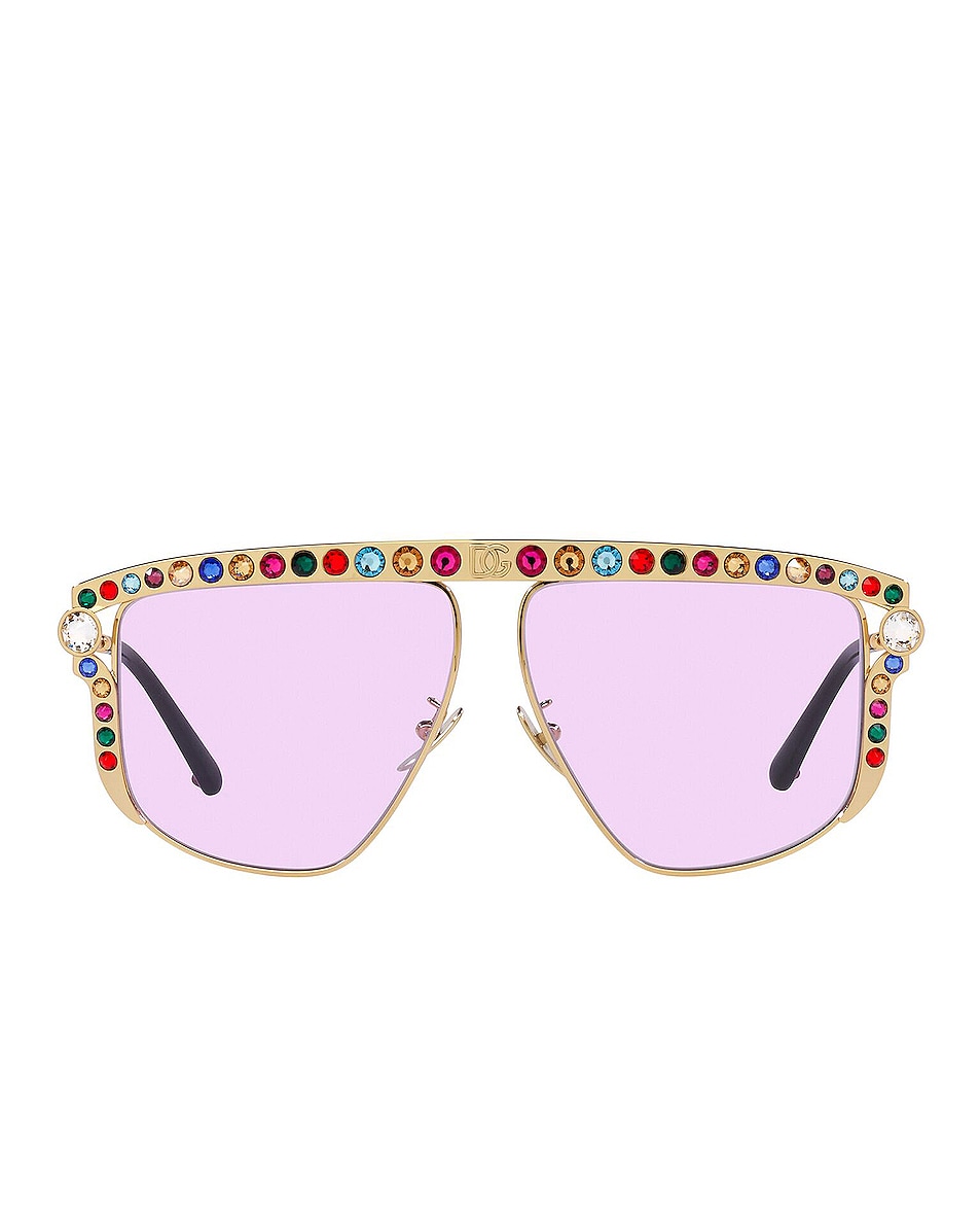 Image 1 of Dolce & Gabbana Metal Shield Sunglasses in Gold