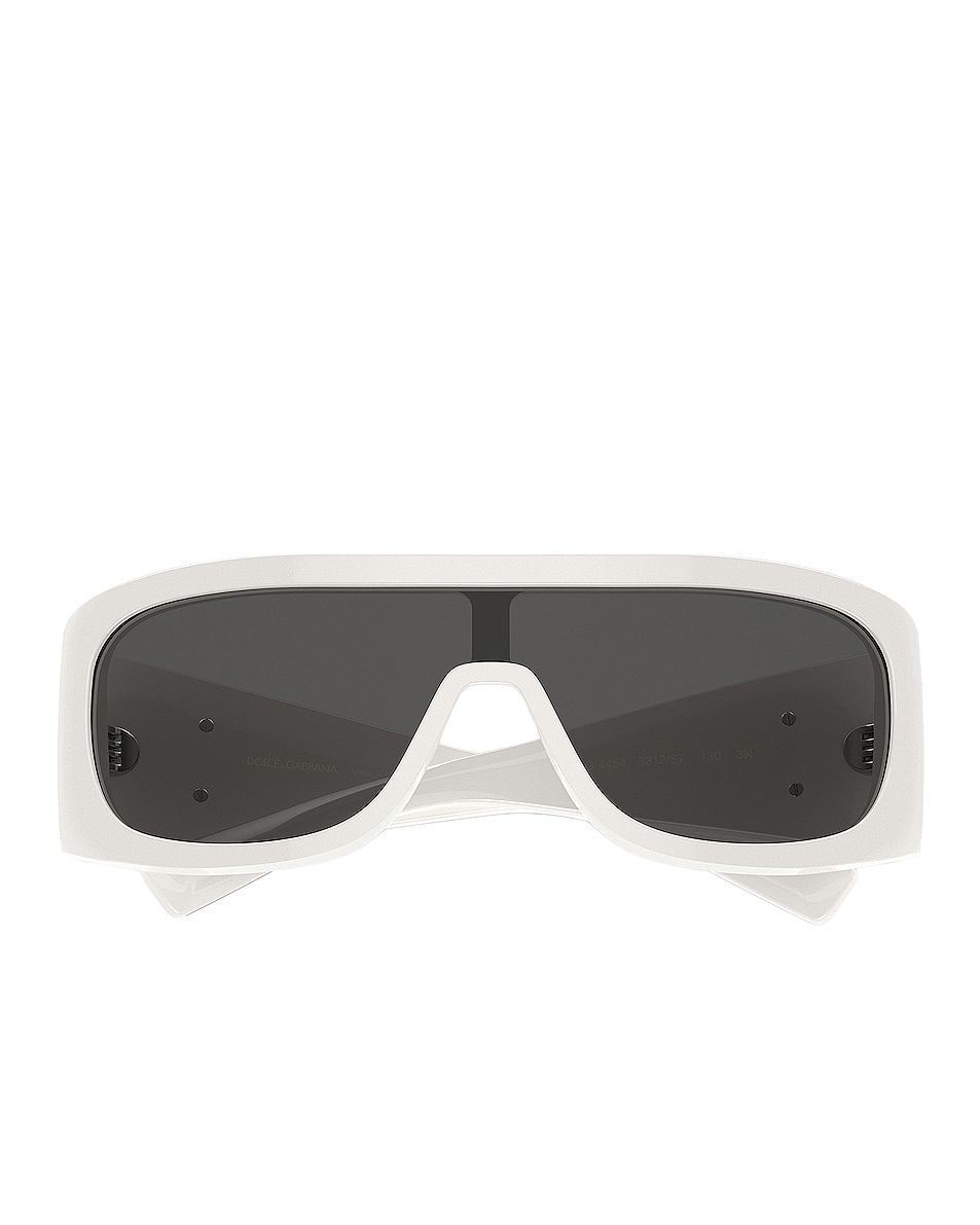 Image 1 of Dolce & Gabbana Shield Sunglasses in White & Dark Grey