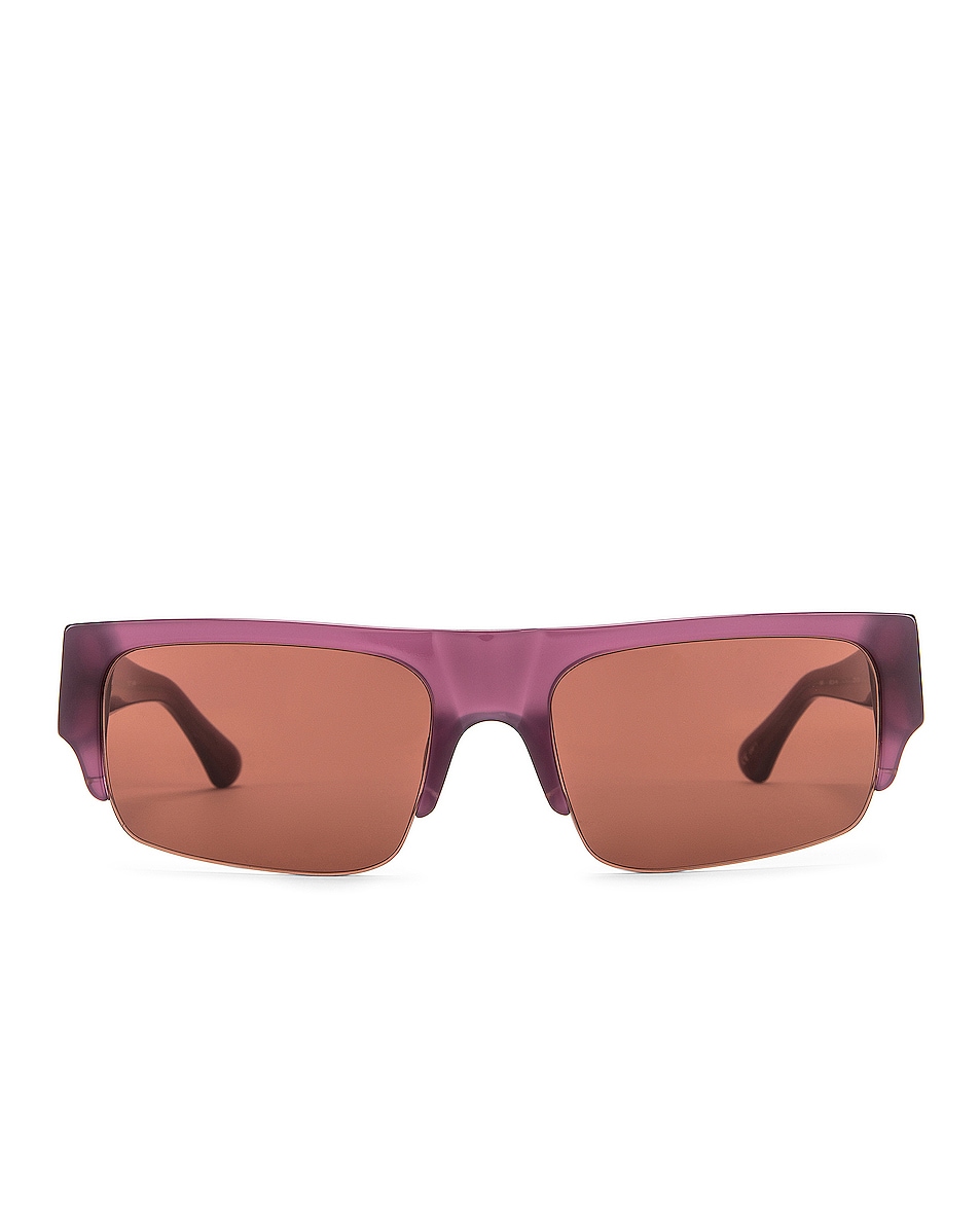 Image 1 of Dries Van Noten Rectangular Sunglasses in Aubergine & Purple