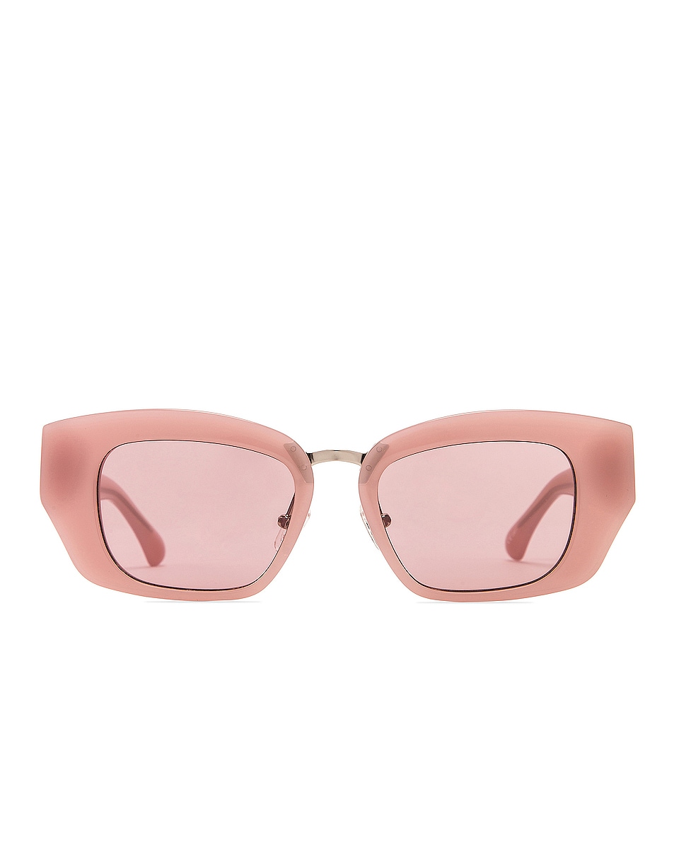 Image 1 of Dries Van Noten Square Frame Acetate Sunglasses in Rose & Silver