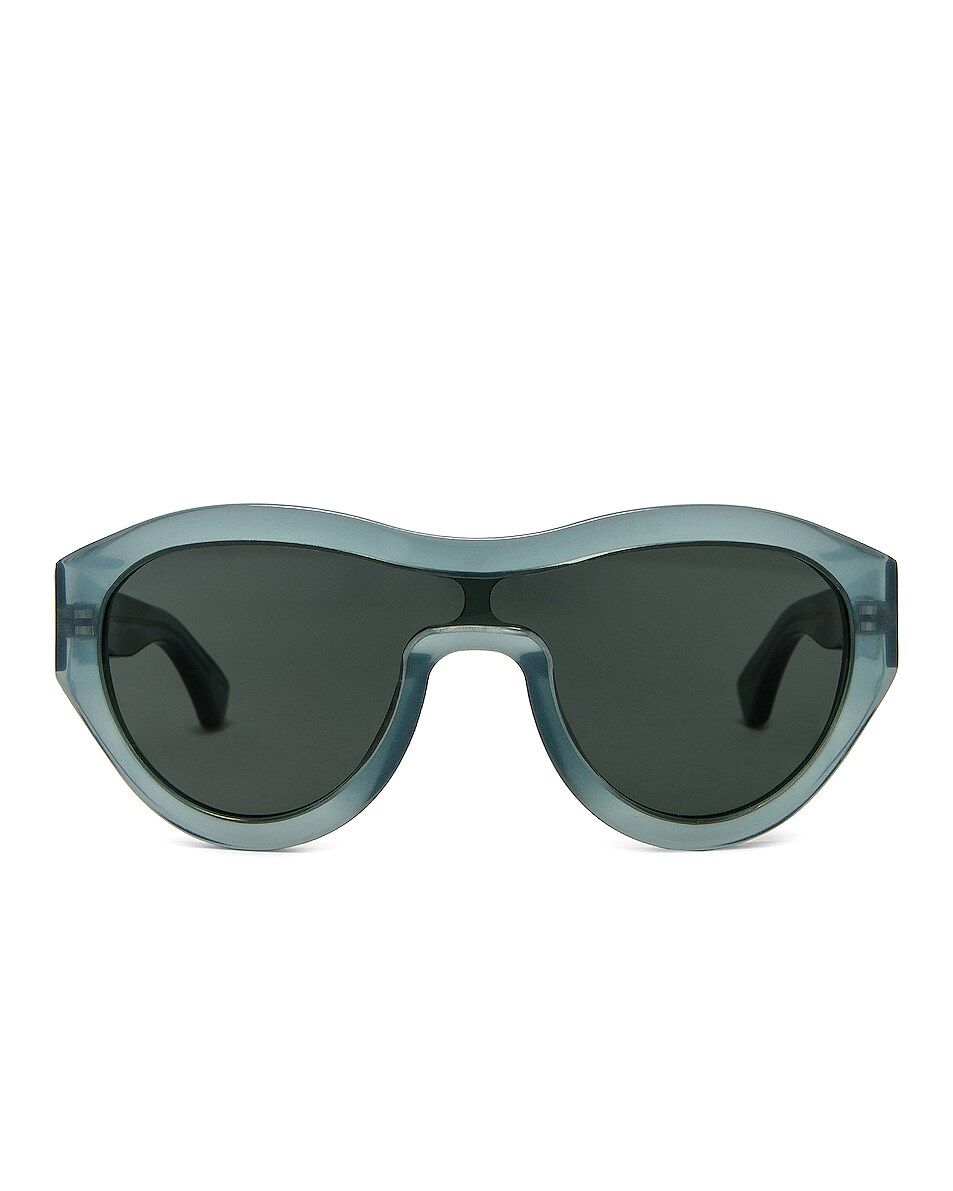 Image 1 of Dries Van Noten Shield Sunglasses in Lagoon & Green