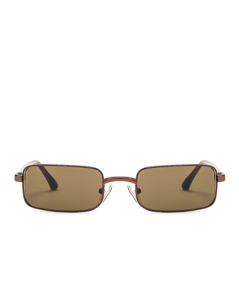 Image 1 of Dries Van Noten Small Rectangular Sunglasses in Matte Brown, Reddish Brown & Khaki